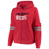 Cincinnati Reds Soft As A Grape Women's Curvy Bio-Washed Full-Zip Plus Size Hoodie - Red