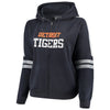 Detroit Tigers Soft As A Grape Women's Curvy Bio-Washed Full-Zip Plus Size Hoodie - Navy