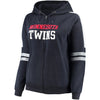 Minnesota Twins Soft As A Grape Women's Curvy Bio-Washed Full-Zip Plus Size Hoodie - Navy