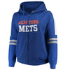 New York Mets Soft As A Grape Women's Curvy Bio-Washed Full-Zip Plus Size Hoodie - Royal