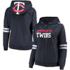 Minnesota Twins Soft As A Grape Women's Curvy Bio-Washed Full-Zip Plus Size Hoodie - Navy