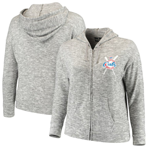 Chicago Cubs Soft as a Grape Women's Plus Size Hacci Full-Zip Hoodie
