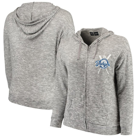 Los Angeles Dodgers Soft as a Grape Women's Plus Size Hacci Full-Zip Hoodie