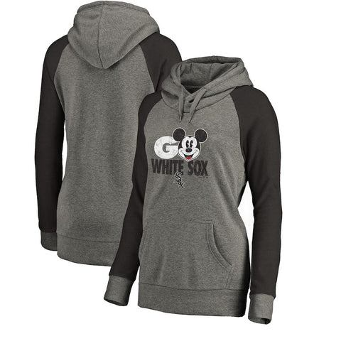 Chicago White Sox   Women's Disney Rally Cry Tri-Blend Raglan Pullover Hoodie - Ash