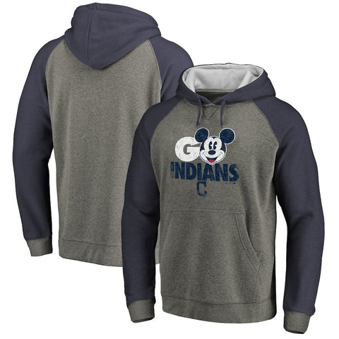 Cleveland Indians   Disney Rally Cry Tri-Blend Raglan Pullover Hoodie - Ash