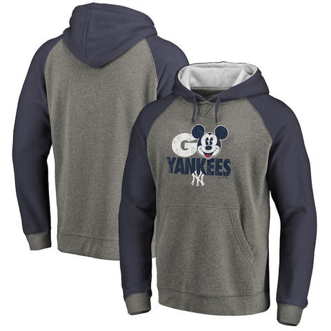 New York Yankees   Disney Rally Cry Tri-Blend Raglan Pullover Hoodie - Ash