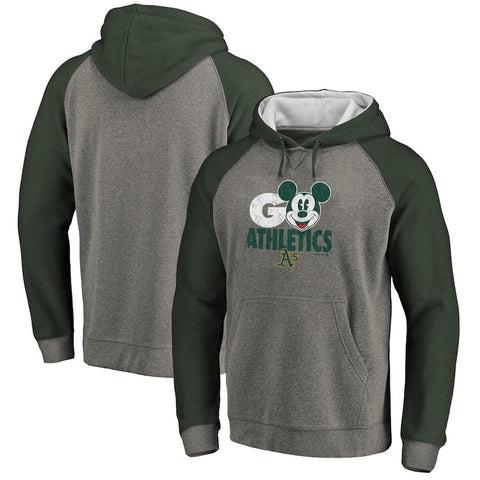 Oakland Athletics   Disney Rally Cry Tri-Blend Raglan Pullover Hoodie - Ash