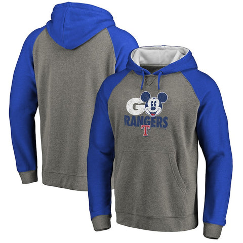 Texas Rangers   Disney Rally Cry Tri-Blend Raglan Pullover Hoodie - Ash