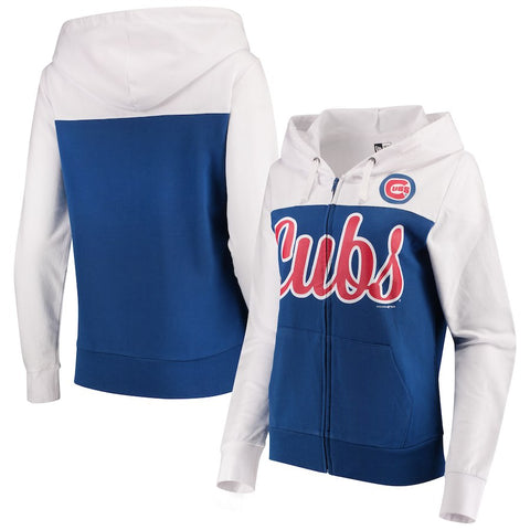 Chicago Cubs 5th & Ocean by New Era Women's French Terry Color Block Full-Zip Hoodie