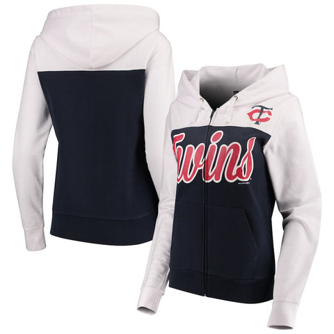 Minnesota Twins 5th & Ocean by New Era Women's French Terry Color Block Full-Zip Hoodie