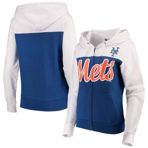 New York Mets 5th & Ocean by New Era Women's French Terry Color Block Full-Zip Hoodie