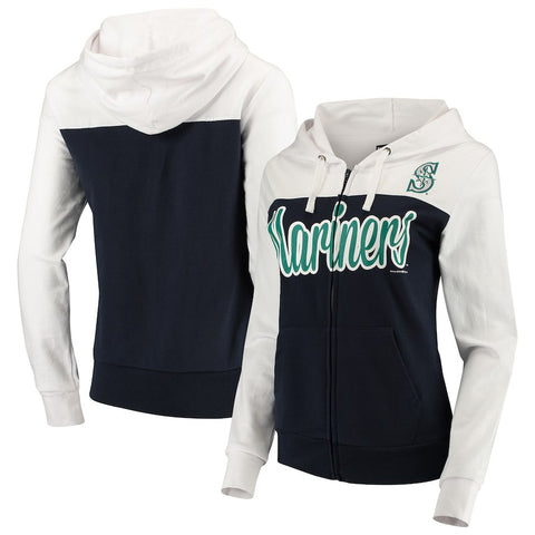 Seattle Mariners 5th & Ocean by New Era Women's French Terry Color Block Full-Zip Hoodie