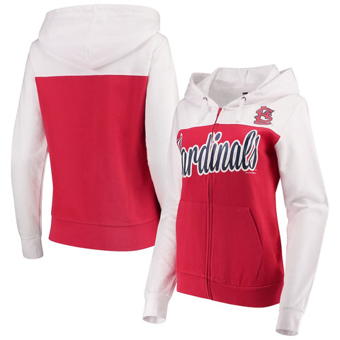 St. Louis Cardinals 5th & Ocean by New Era Women's French Terry Color Block Full-Zip Hoodie