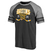 Boston Bruins   Line Shift 2 Stripe Tri-Blend Raglan T-Shirt - Black