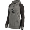 Chicago White Sox   Women's Distressed Team Logo Tri-Blend Raglan Pullover Hoodie - Gray/Black