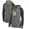 Houston Astros   Women's Distressed Team Logo Tri-Blend Raglan Pullover Hoodie - Gray/Navy