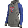 Texas Rangers   Women's Distressed Team Logo Tri-Blend Raglan Pullover Hoodie - Gray/Royal