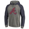 Atlanta Braves   Distressed Team Logo Tri-Blend Raglan Pullover Hoodie - Gray/Navy