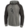 Chicago White Sox   Distressed Team Logo Tri-Blend Raglan Pullover Hoodie - Gray/Black