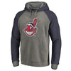 Cleveland Indians   Distressed Team Logo Tri-Blend Raglan Pullover Hoodie - Gray/Navy