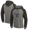 Colorado Rockies   Distressed Team Logo Tri-Blend Raglan Pullover Hoodie - Gray/Black