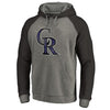 Colorado Rockies   Distressed Team Logo Tri-Blend Raglan Pullover Hoodie - Gray/Black