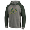 Oakland Athletics   Distressed Team Logo Tri-Blend Raglan Pullover Hoodie - Gray/Green