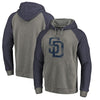San Diego Padres   Distressed Team Logo Tri-Blend Raglan Pullover Hoodie - Gray/Navy