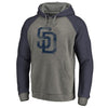 San Diego Padres   Distressed Team Logo Tri-Blend Raglan Pullover Hoodie - Gray/Navy