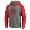 St. Louis Cardinals   Distressed Team Logo Tri-Blend Raglan Pullover Hoodie - Gray/Red