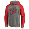 Washington Nationals   Distressed Team Logo Tri-Blend Raglan Pullover Hoodie - Gray/Red