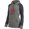 Boston Red Sox   Women's Distressed Team Logo Tri-Blend Plus Size Raglan Pullover Hoodie - Gray/Navy