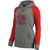 St. Louis Cardinals   Women's Distressed Team Logo Tri-Blend Plus Size Raglan Pullover Hoodie - Gray/Red