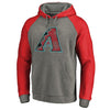 Arizona Diamondbacks   Distressed Team Logo Tri-Blend Big & Tall Raglan Pullover Hoodie - Gray/Red