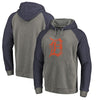 Detroit Tigers   Distressed Team Logo Tri-Blend Big & Tall Raglan Pullover Hoodie - Gray/Navy