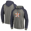 Houston Astros   Distressed Team Logo Tri-Blend Big & Tall Raglan Pullover Hoodie - Gray/Navy