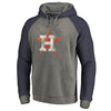 Houston Astros   Distressed Team Logo Tri-Blend Big & Tall Raglan Pullover Hoodie - Gray/Navy