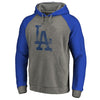 Los Angeles Dodgers   Distressed Team Logo Tri-Blend Big & Tall Raglan Pullover Hoodie - Gray/Royal