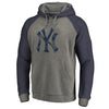 New York Yankees   Distressed Team Logo Tri-Blend Big & Tall Raglan Pullover Hoodie - Gray/Navy