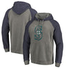 Seattle Mariners   Distressed Team Logo Tri-Blend Big & Tall Raglan Pullover Hoodie - Gray/Navy