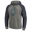 Seattle Mariners   Distressed Team Logo Tri-Blend Big & Tall Raglan Pullover Hoodie - Gray/Navy