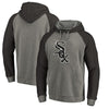 Chicago White Sox   Distressed Team Logo Tri-Blend Raglan Pullover Hoodie - Gray/Black