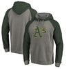 Oakland Athletics   Distressed Team Logo Tri-Blend Raglan Pullover Hoodie - Gray/Green