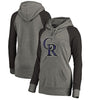 Colorado Rockies   Women's Distressed Team Logo Tri-Blend Plus Size Raglan Pullover Hoodie - Gray/Black