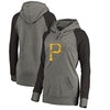 Pittsburgh Pirates   Women's Distressed Team Logo Tri-Blend Plus Size Raglan Pullover Hoodie - Gray/Black