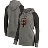 San Francisco Giants   Women's Distressed Team Logo Tri-Blend Plus Size Raglan Pullover Hoodie - Gray/Black