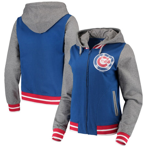 Chicago Cubs 5th & Ocean by New Era Women's French Terry Full-Zip Hoodie
