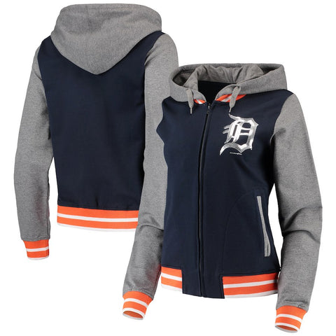 Detroit Tigers 5th & Ocean by New Era Women's French Terry Full-Zip Hoodie