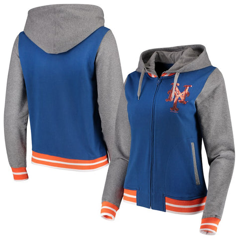 New York Mets 5th & Ocean by New Era Women's French Terry Full-Zip Hoodie