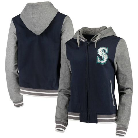 Seattle Mariners 5th & Ocean by New Era Women's French Terry Full-Zip Hoodie